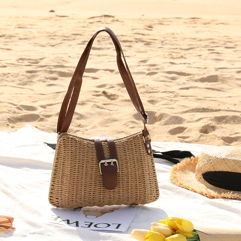 One-Shoulder Portable Straw Bag Woven Bag Crossbody Bag