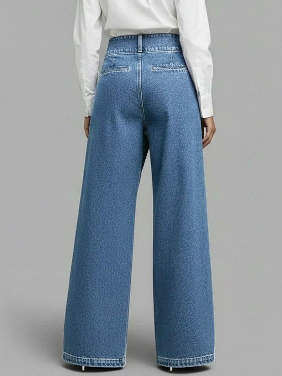 Women's High‐Waisted Relaxed Wide‐Leg Denim Jeans — Everyday Comfort
