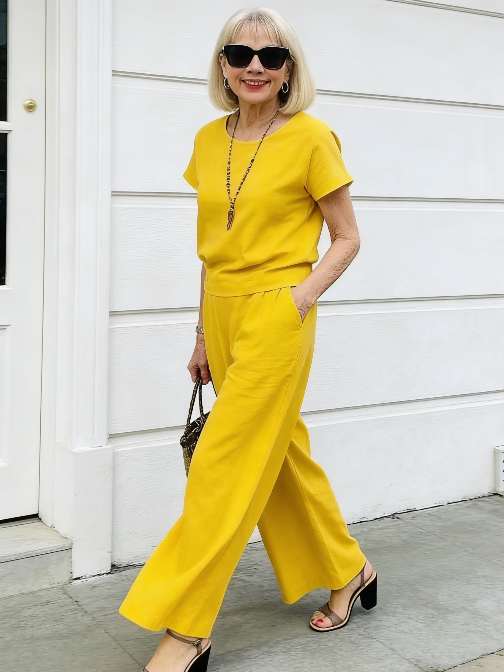 Linen Casual Loose Solid Color Suit Two Piece Set