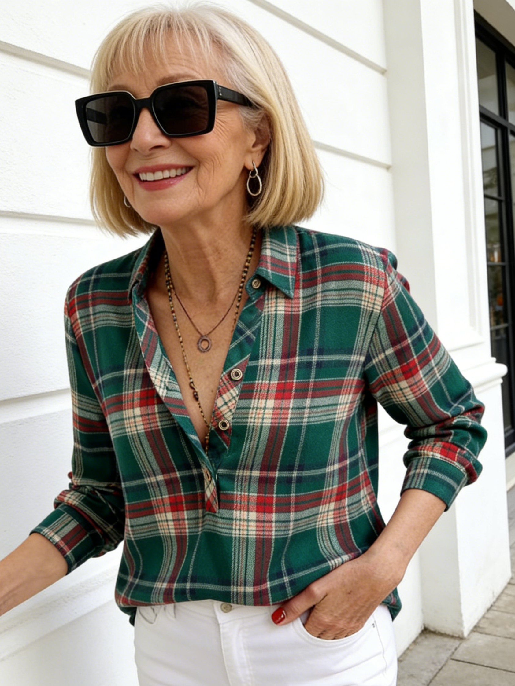 Collar Plaid Shirt Fashion Casual Shirt Button Up