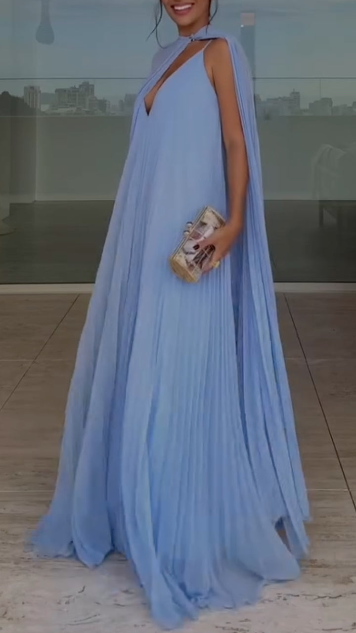Light Blue Cape Maxi Dress