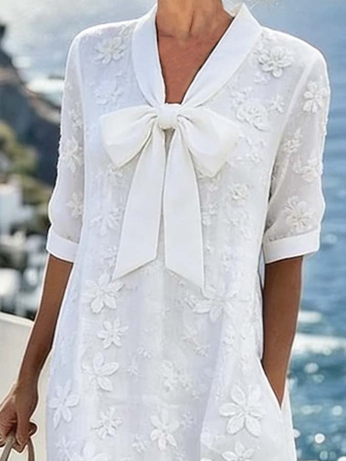 Women'S Casual Embroidered Vacation Dress