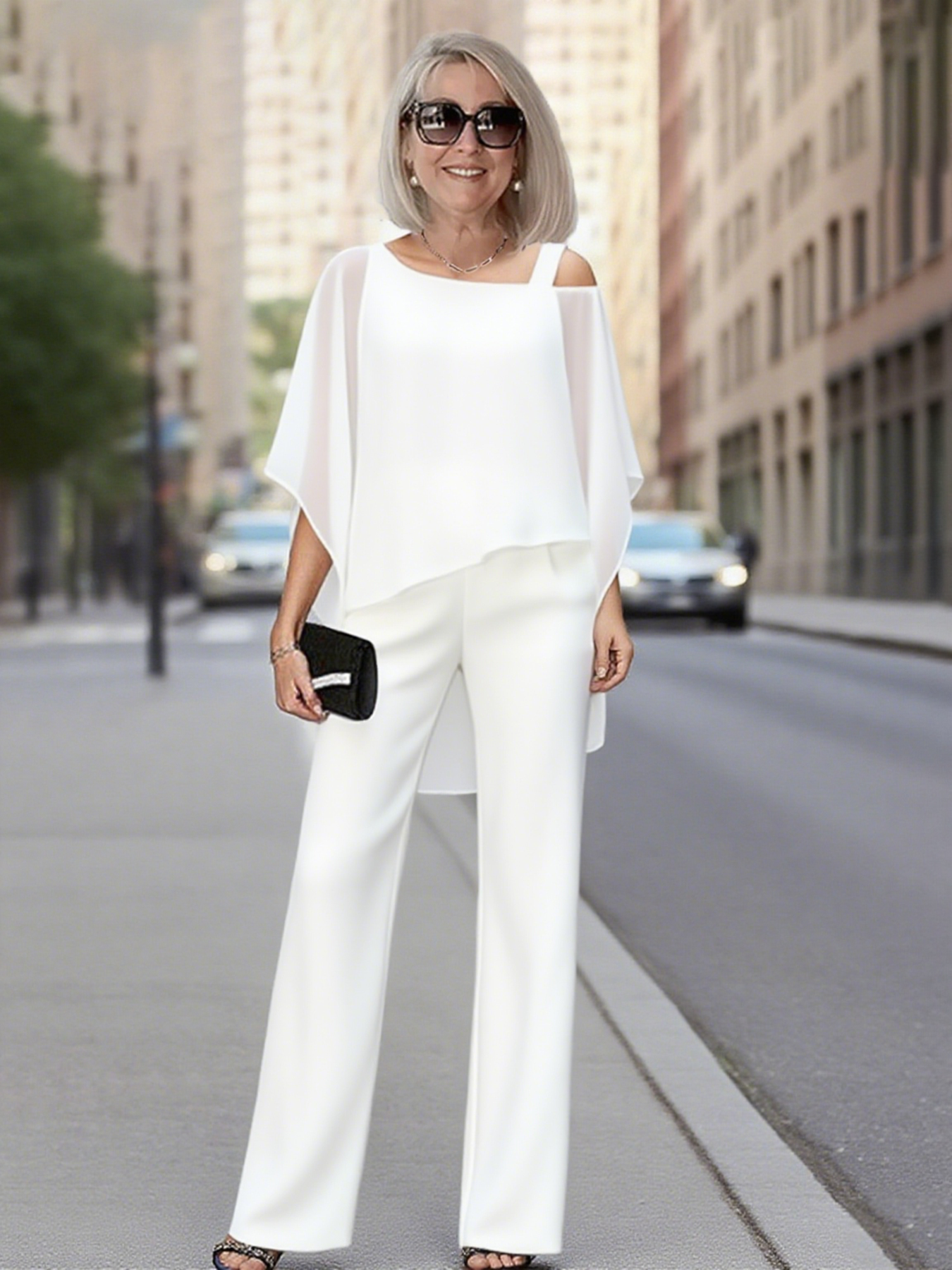 2Pcs Bat Sleeve Top Trousers Women's Casual Off-the-shoulder Irregular Party Suit Elegant Two-piece Set