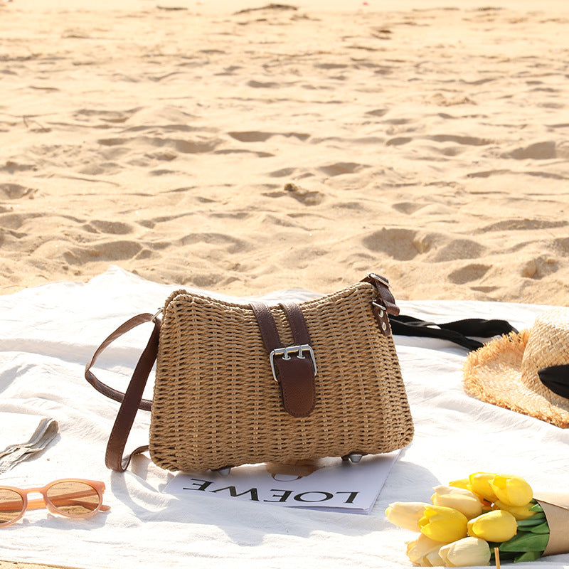 One-Shoulder Portable Straw Bag Woven Bag Crossbody Bag