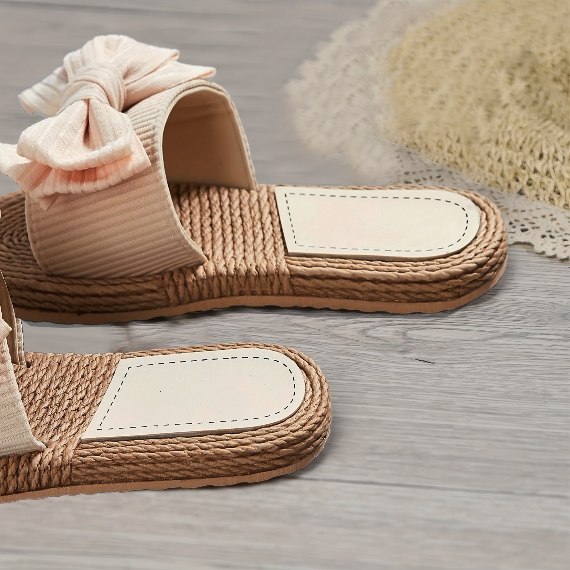 Sunset Strolls, Women's Chic Bowknot Slide Sandals - Open Toe, Flat Heel, Casual Beach & Outdoor Shoes with EVA Sole