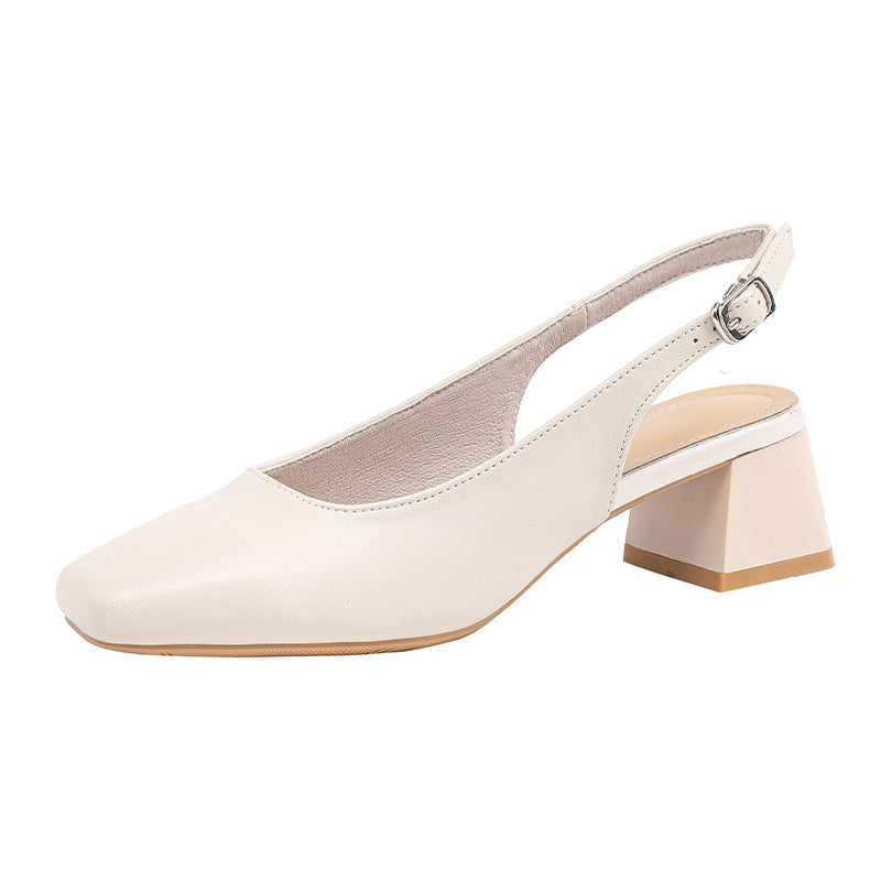 Sandals Summer Square Head Word with Thick Heels Cool Slippers