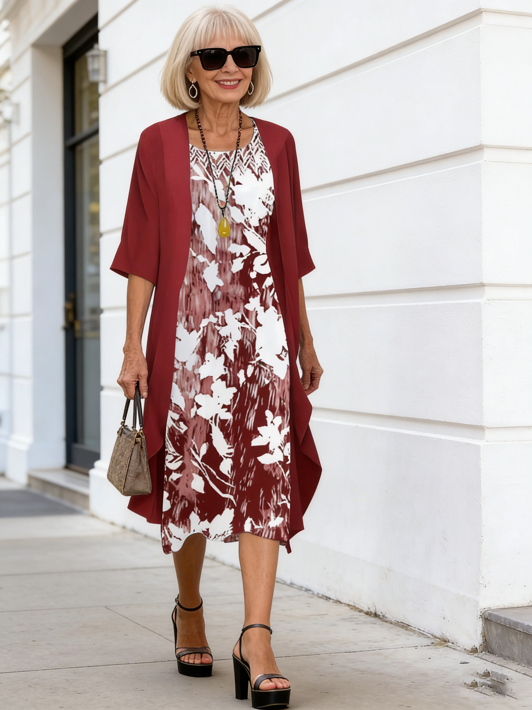 2Pcs Stylish and Elegant Chiffon Dress Two-piece Set