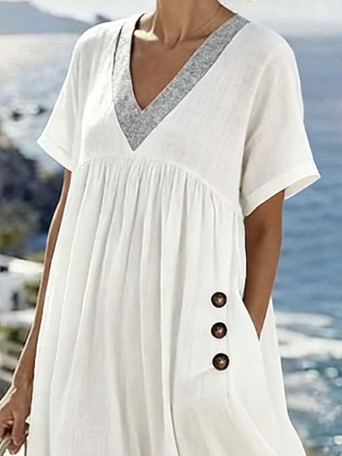 Women'S Casual Loose Pleated Dress