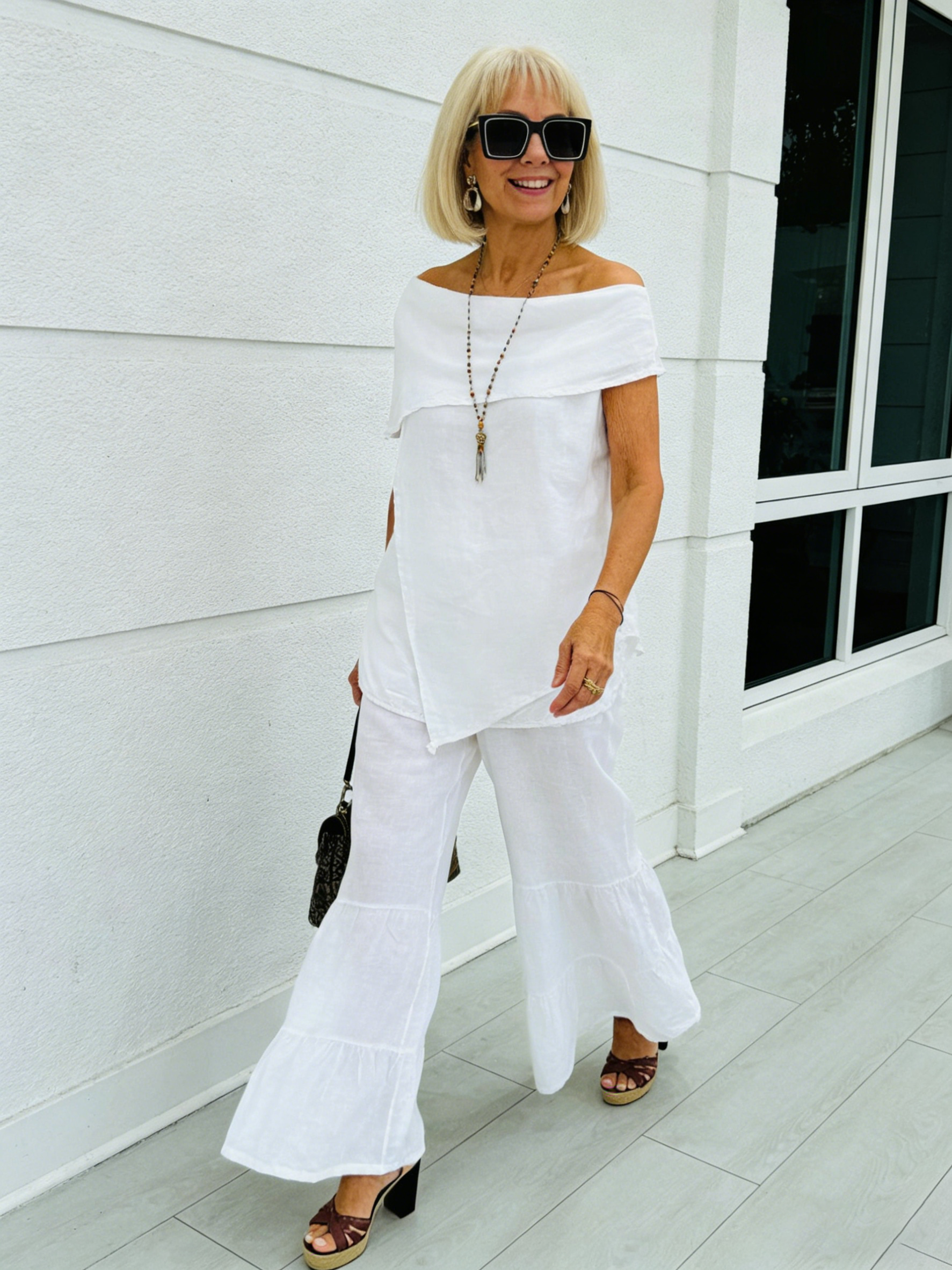 2Pcs Cotton and Linen Fashion Casual Loose Sleeveless Suit
