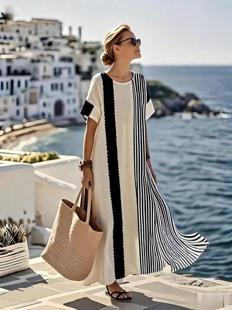Ladies Loose Striped Dress