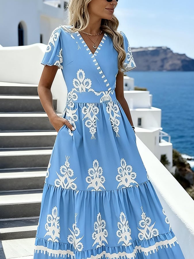 Women'S Vacation Bohemian Print Dress