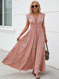 Chiffon V-neck French Beach Bohemian Print Dress