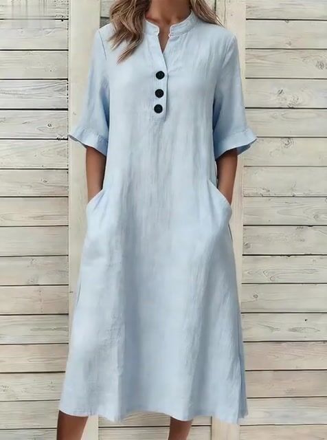 Women'S Casual Solid Color Pocket Dress
