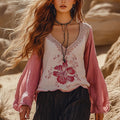 Desert Style Holiday Bohemian Vintage Linen Casual Top