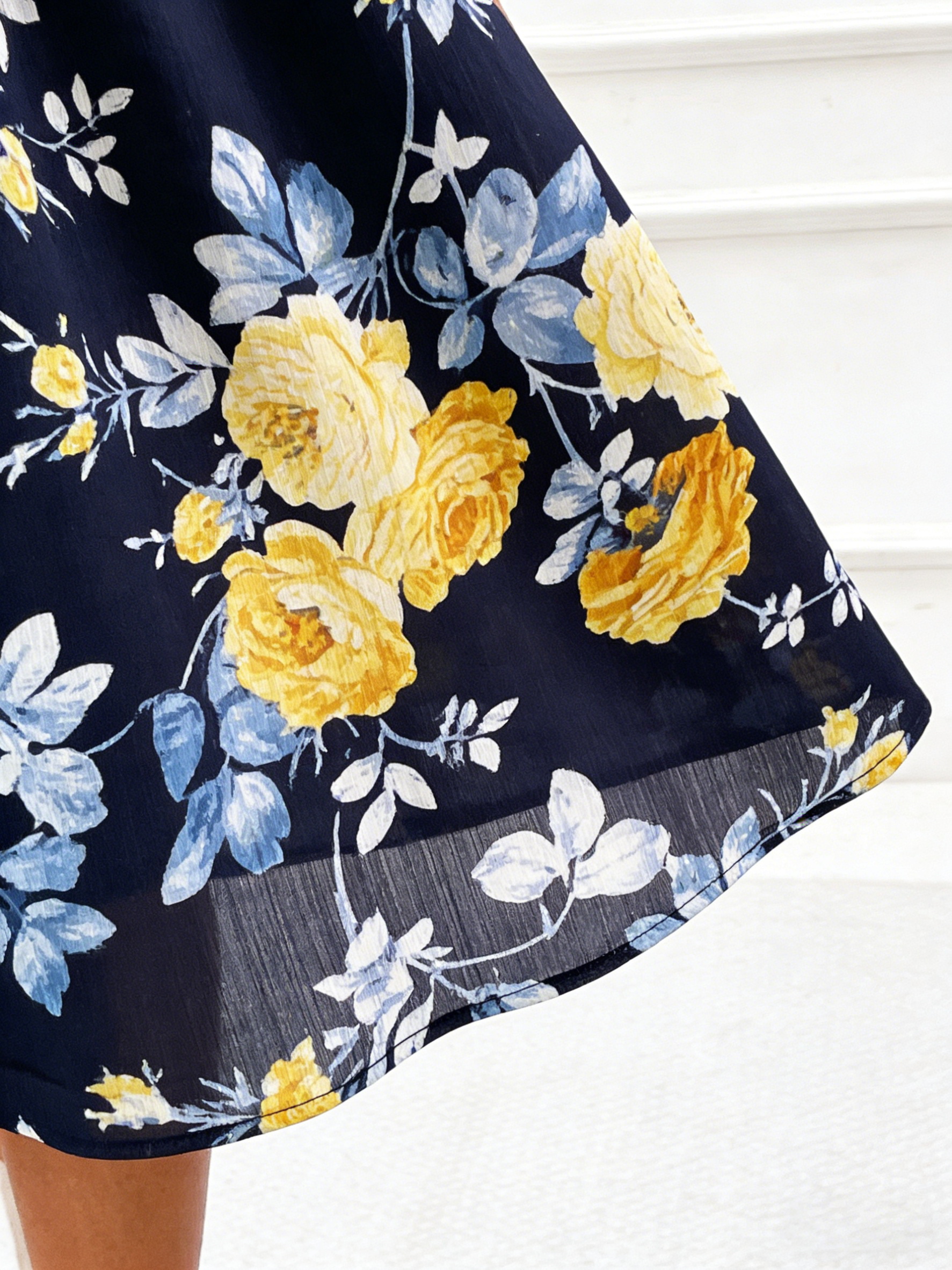 Seaside Vacation Dress Plant Flower Print Dress