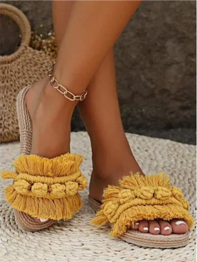 Women's Hemp Rope Sole Holiday Slippers