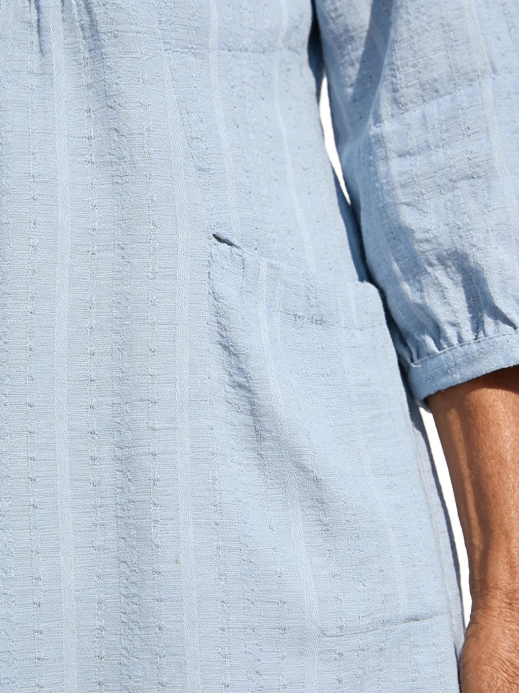 Textured Fabric Jacquard Cotton and Linen Dress Explosive V-Neck Casual Loose Pocket Elegant