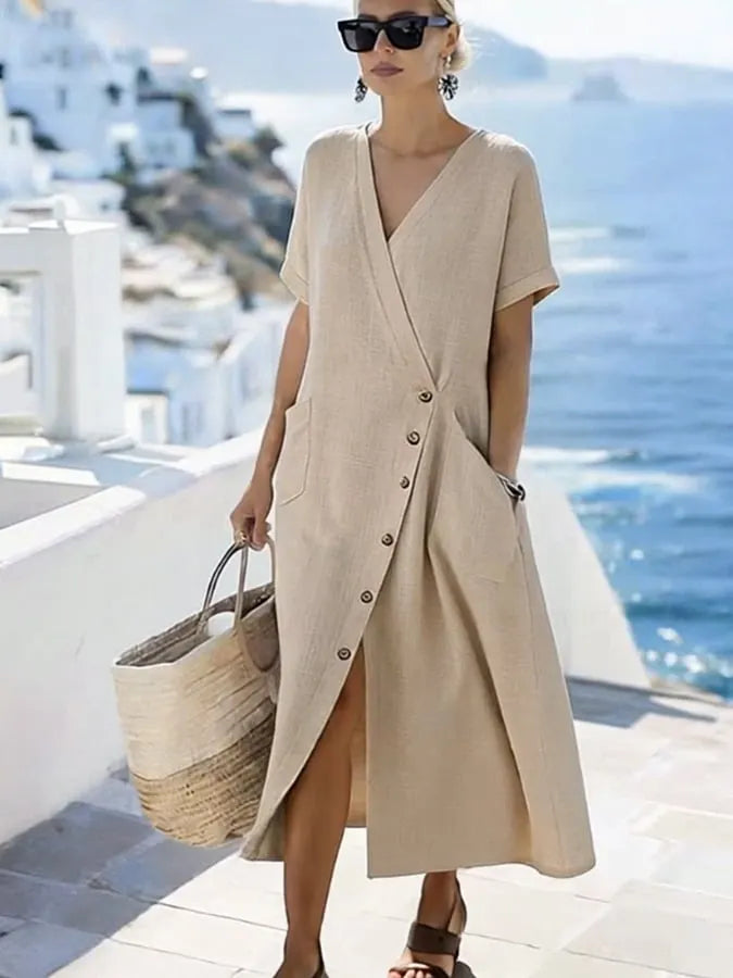 Women'S Casual Solid Color  Dress