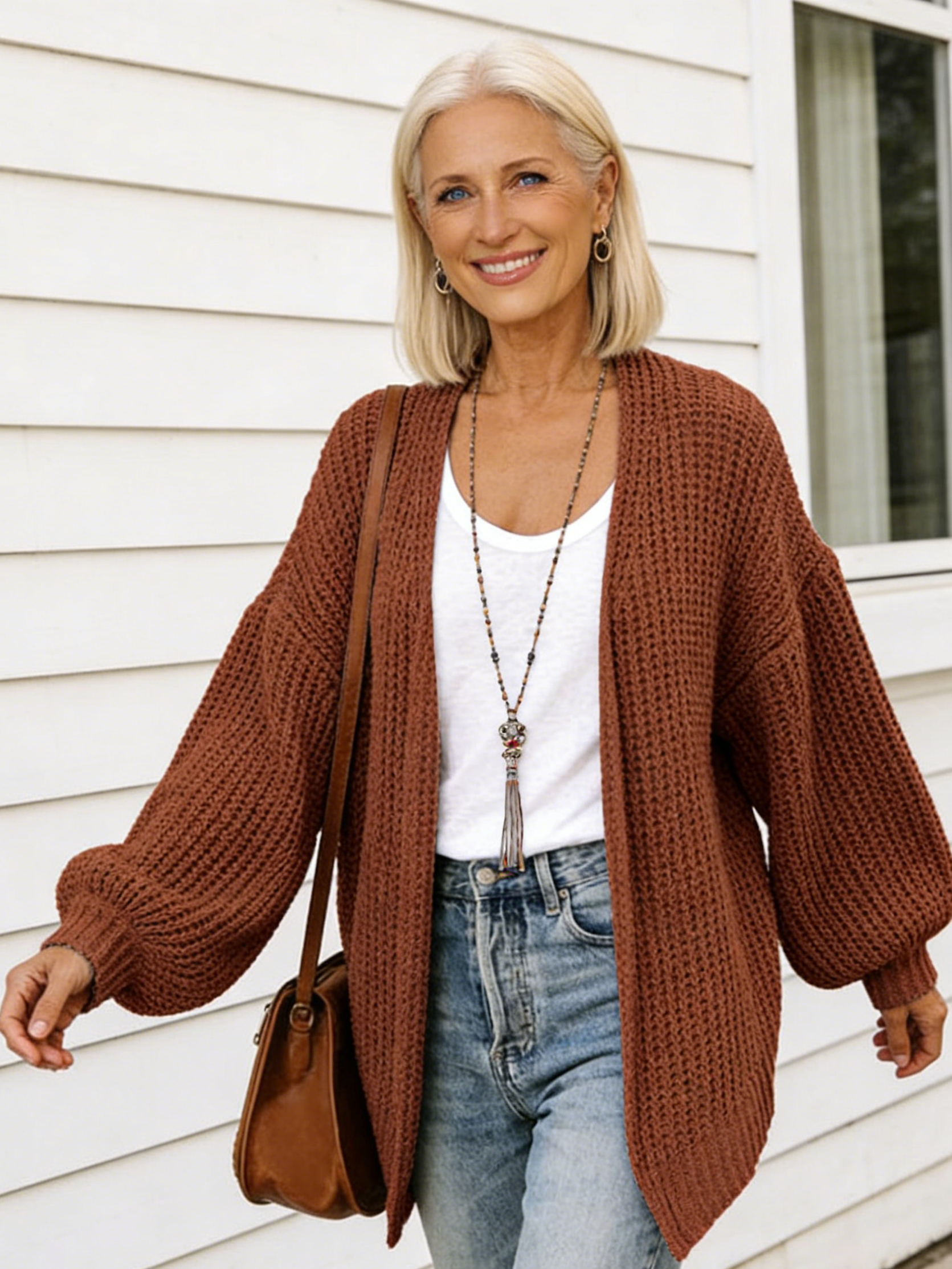 Sweater Lantern Sleeve Thick Needle Cardigan 2025 Autumn and Winter Knitted Sweater Women's Jacket