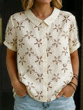 3d Embroidered Short-sleeved Cotton Shirt