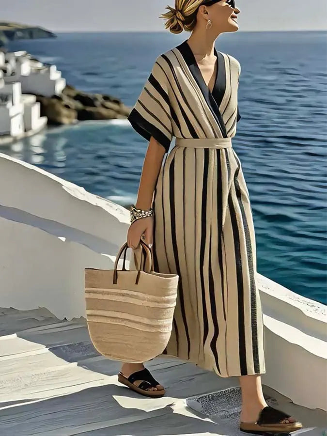 Women'S Loose Striped Print Dress