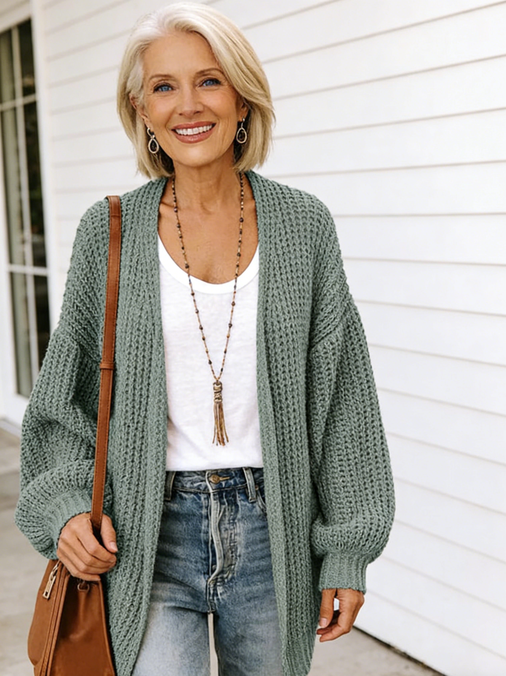 Sweater Lantern Sleeve Thick Needle Cardigan 2025 Autumn and Winter Knitted Sweater Women's Jacket