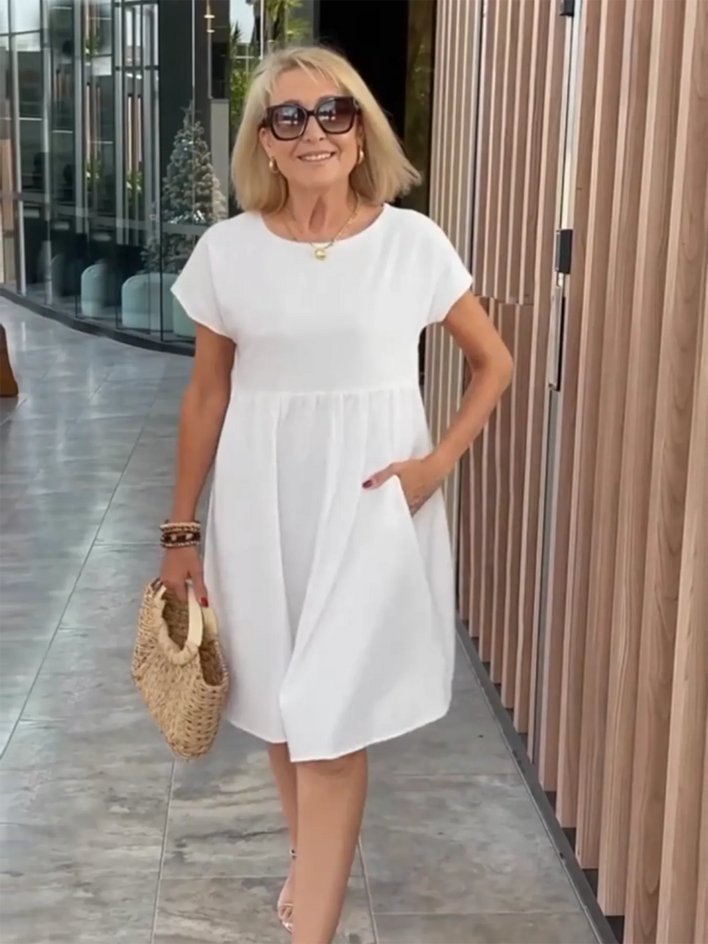 Cotton and Linen A-shaped Skirt Pocket Dress