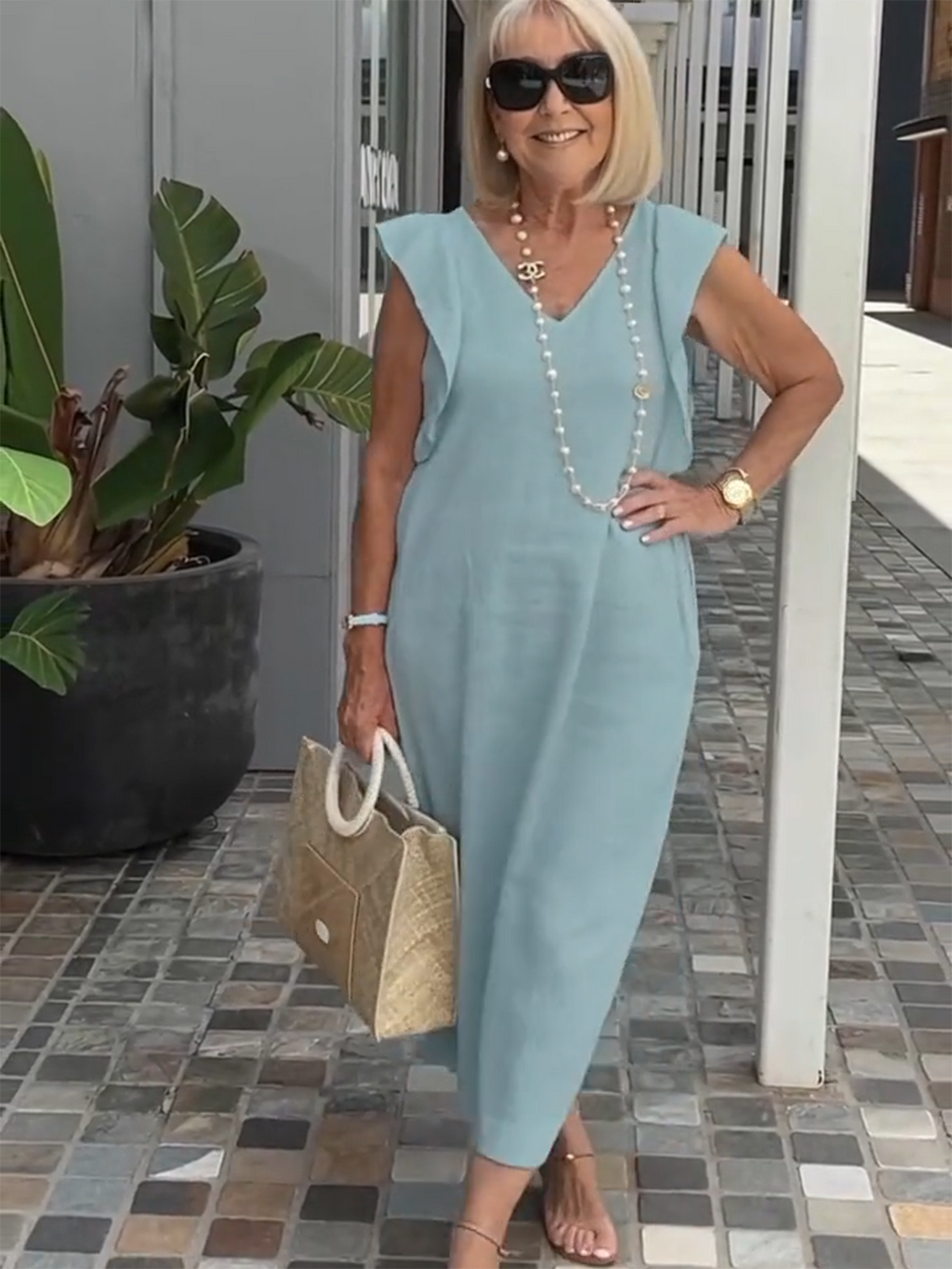 Casual Dress with Ruffle Sleeves,Back Adjustment Rope,Deep Pockets,Pure White Formal Dress, Evening Dress