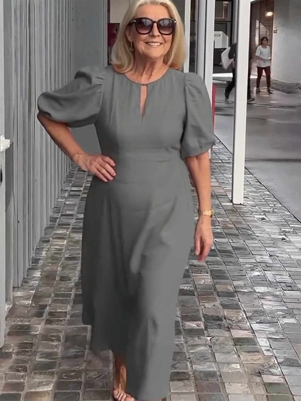Evening Dress Formal Dress Solid Color Loose-Fitting Casual Round-Neck Small Lantern Sleeves