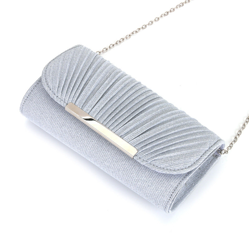 Crossbody Dinner Bag Women's Clutch Bag Pleated High Sewing Line Round Bottom Hand Carry Evening Bag