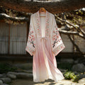 Japanese Cherry Blossom Gradient Flowy Linen Kimono