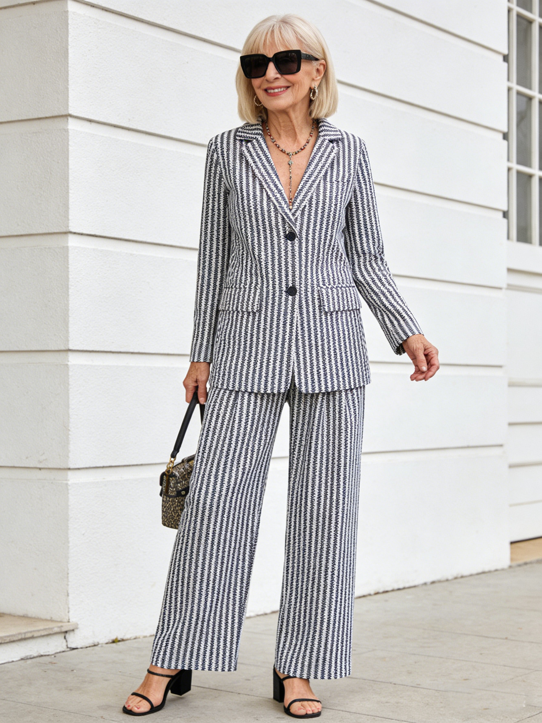 Two-Piece Suit Blazer Coat Pants Gorgeous Neutral Styles Suit