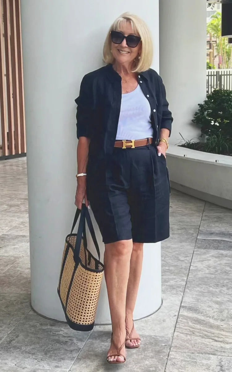 Two-piece Suits Stylish Lapel Collar Suit Shorts  Blazer Coat