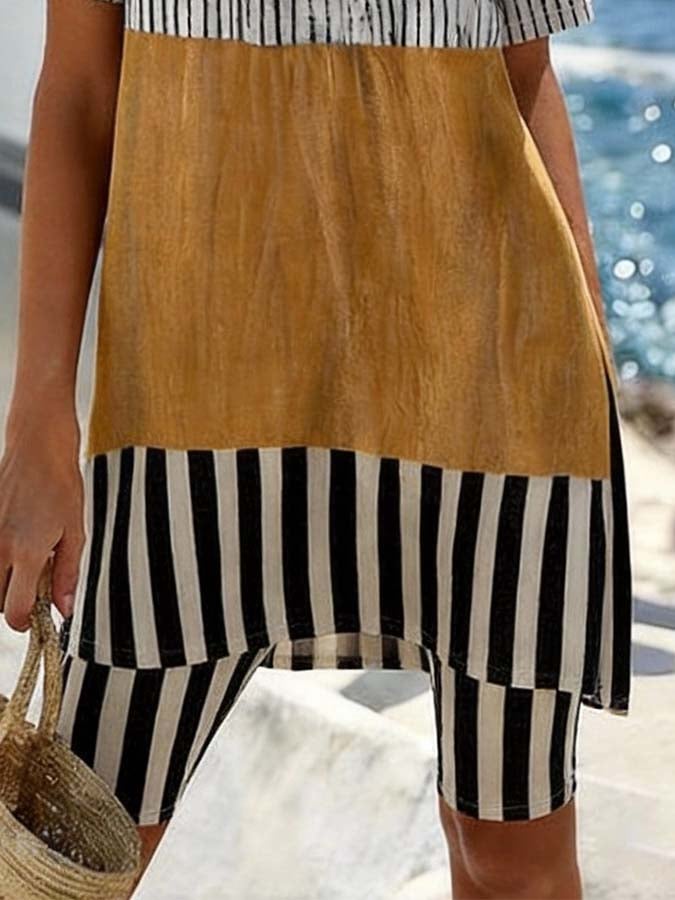 Women'S Casual Printed Short-Sleeved T-Shirt And Stretchy Pants Set