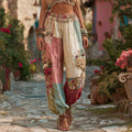 Women's Retro Colorful Rose Stitching Casual Pants