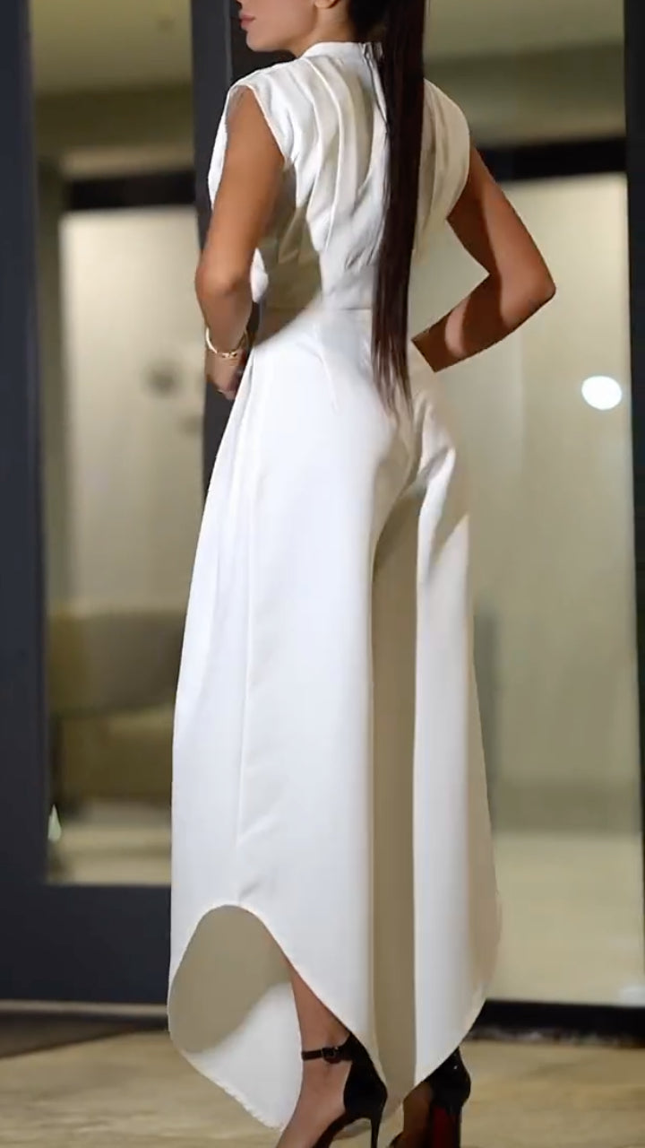 Crop Top & Asymmetric Maxi Skirt Pants Two Piece Set