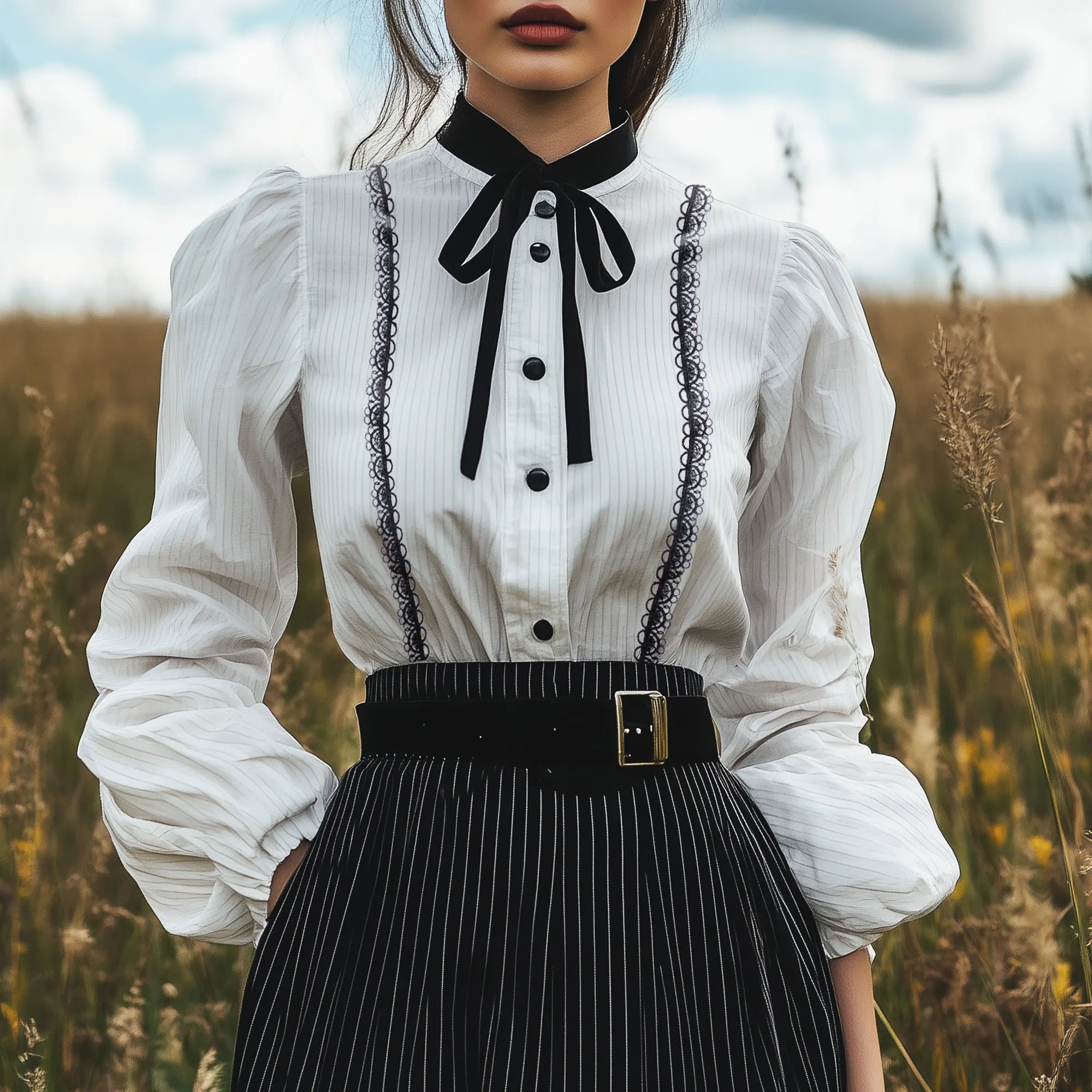 Women's Retro Lace Decorative Top Shirt