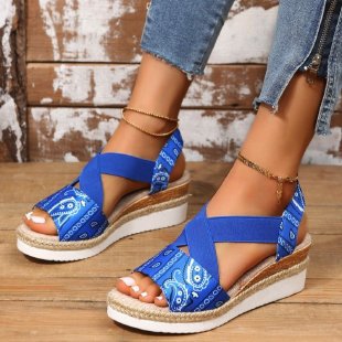 Flat-bottomed wedge heel fish mouth casual women's sandals