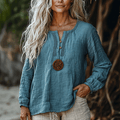 Women's Spring & Summer Casual Holiday V-neck Loose Linen Shirt