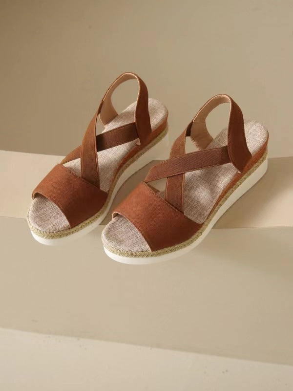 Flat-bottomed wedge heel fish mouth casual women's sandals