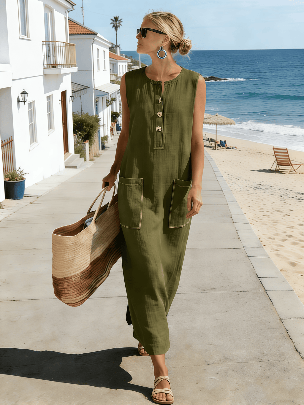 Women's Round Neck Sleeveless Dress