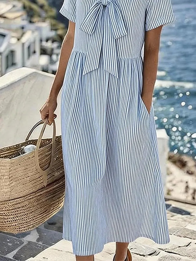 Women's Casual V-neck Striped Resort Dress