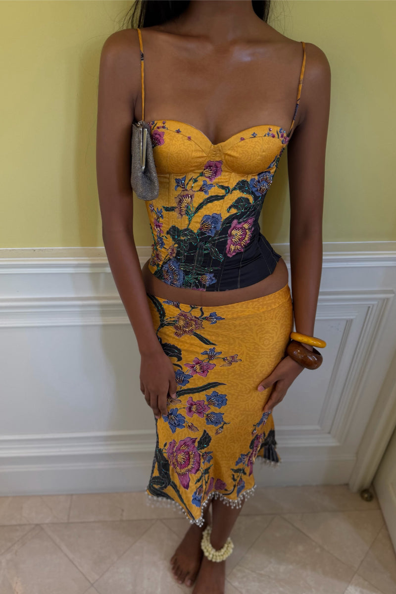 Floral Corset Mini Skirt Set