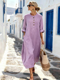 Women's Casual Solid Color Cotton Linen Dress