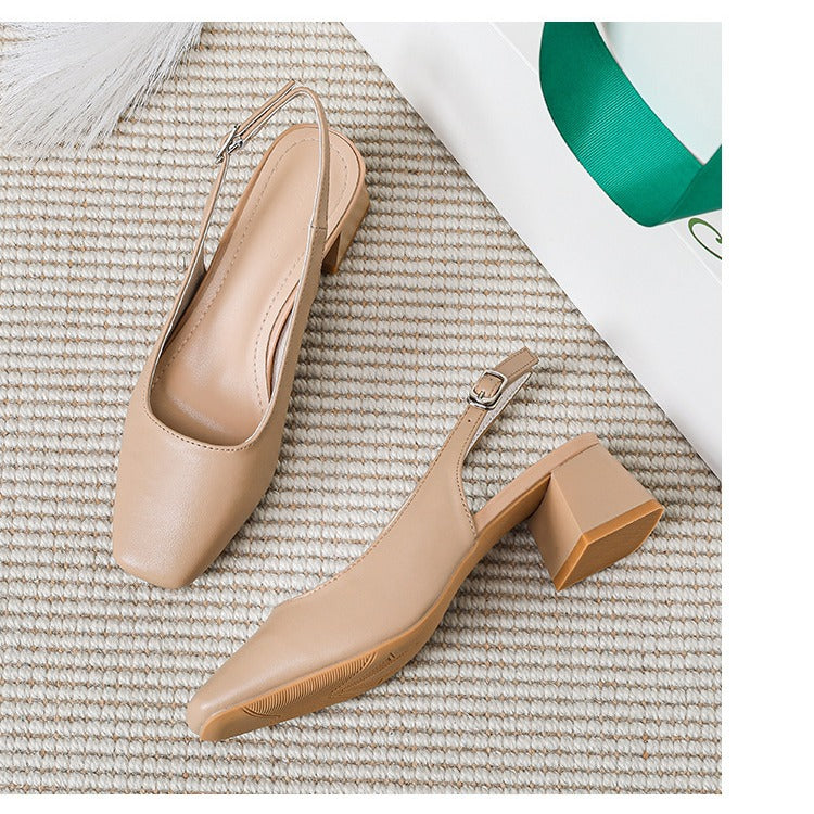 Sandals Summer Square Head Word with Thick Heels Cool Slippers