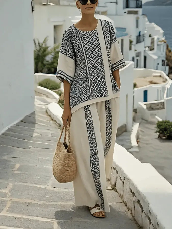 Women'S Loose Printed Pants Set
