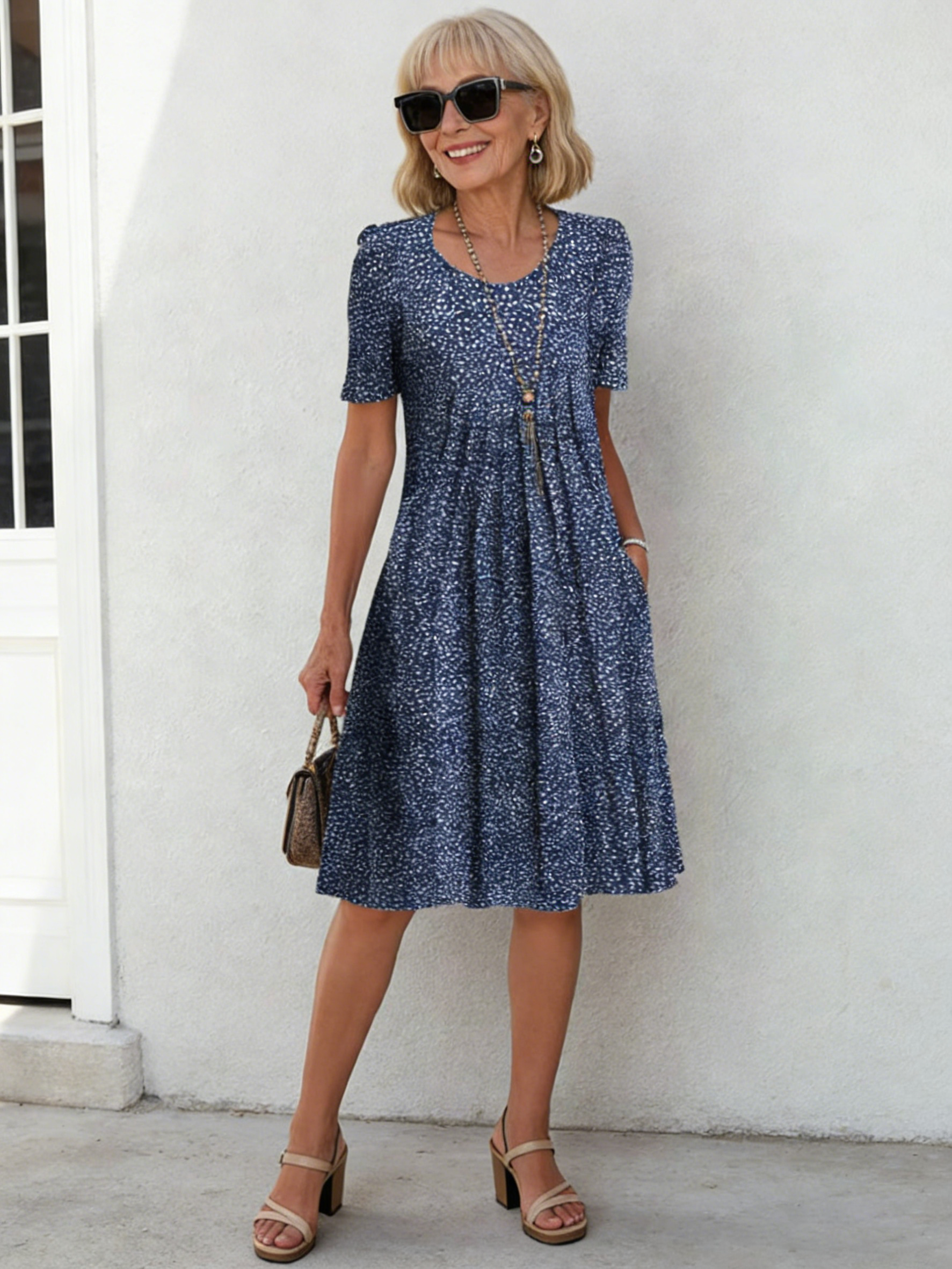 Colorful Sweet Floral round Neck Dress