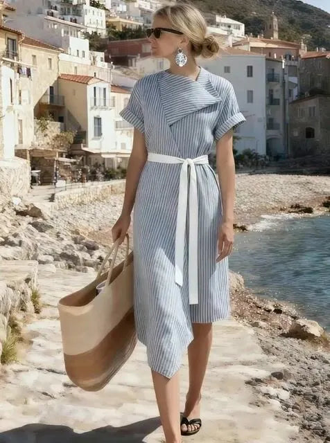 Women's Striped Short-Sleeved Casual Dress