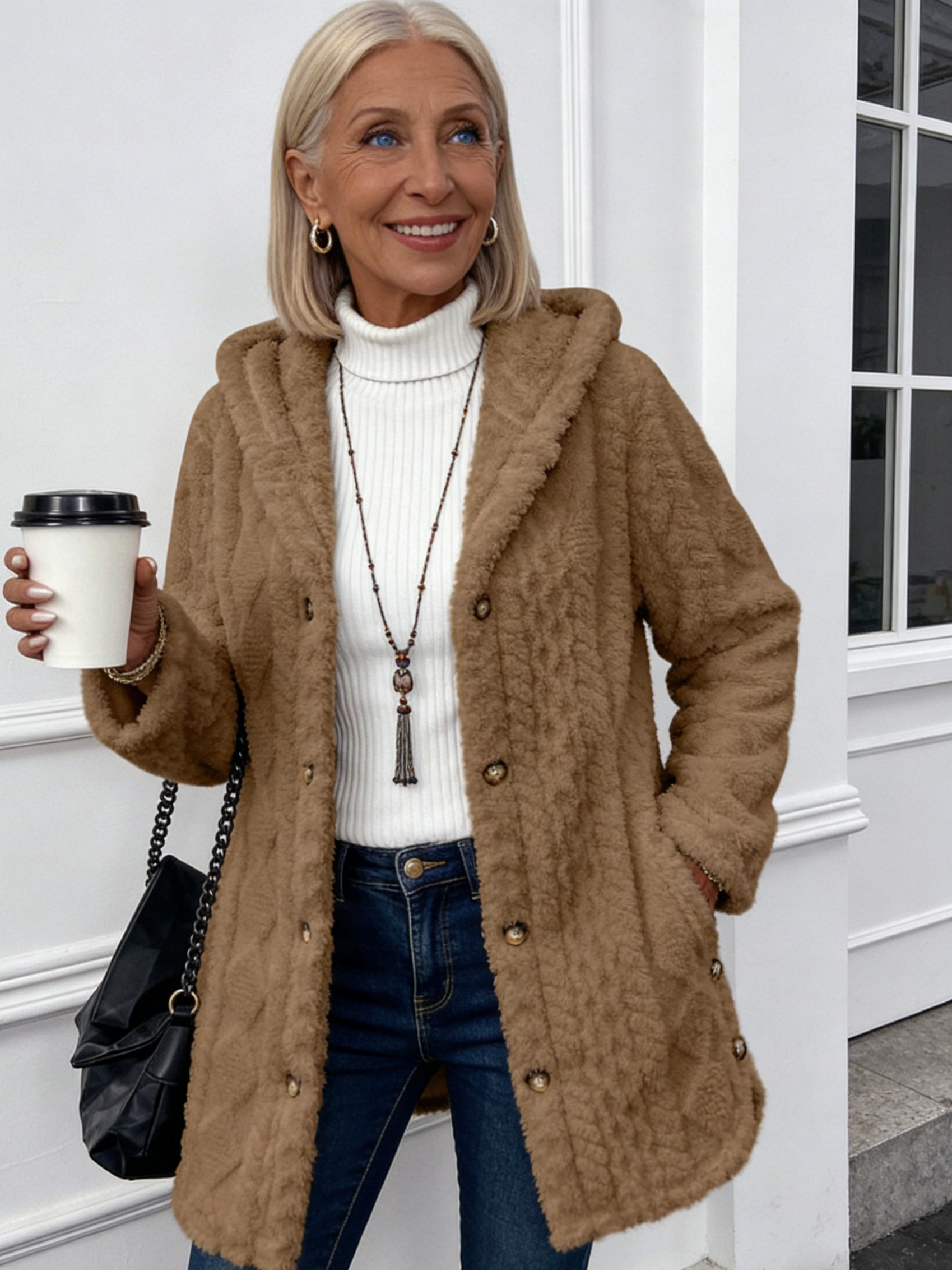 Hooded Solid Color Cardigan Button Long Sleeve Casual Jacket