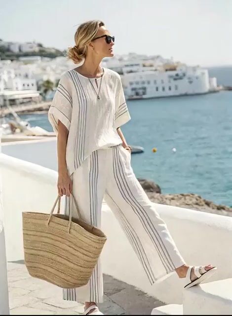Women'S Loose Striped Pants Suit